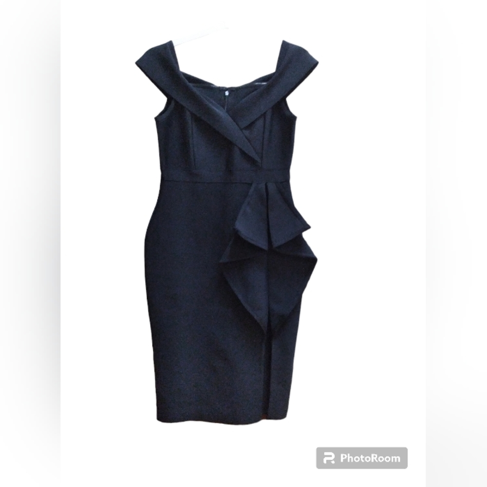 Womens Dress Size L Black Poly Evening Cocktail Sleeveless